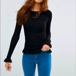 NWT Miss Selfridge frill hem top sz 4